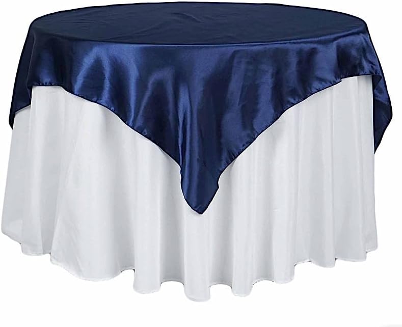 BalsaCircle 10 pcs 72x72 inch Navy Blue Square Tablecloth Satin Fabric Overlays Linens | Table Cloths Cover for Wedding Party Banquet Reception Events Decoration Kitchen Dining Events Kitchen Dining by BalsaCircle