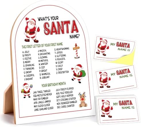 Christmas What's Your Santa Name Game, Winter Holiday Party Decor Sign by Unknown