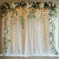 Tulle Curtain Backdrop with 300 LED Fairy Lights for Parites Wrinkle-Free Sheer Curtain Drapes Photo Back Drop for Wedding Baby Shower Bridal Shower Birthday Dance Home Décor- 10ft×10ft, White by HOLITS
