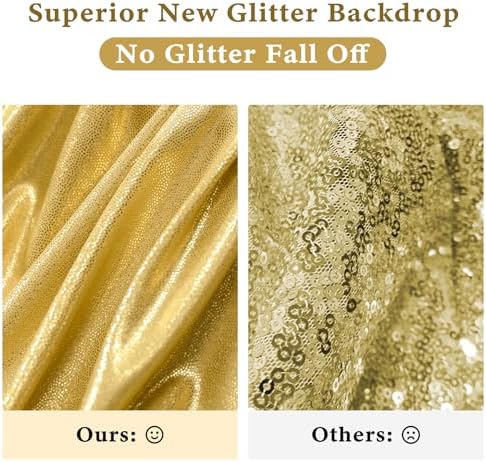 Outpain 10x10ft Gold Sequin Backdrop Curtains, Wrinkle Free Glitter Backdrop Drapes for Wedding Parties Photography Stage Decor, Non-Shedding 2 Panels Set (5x10ft Each) - Image 2