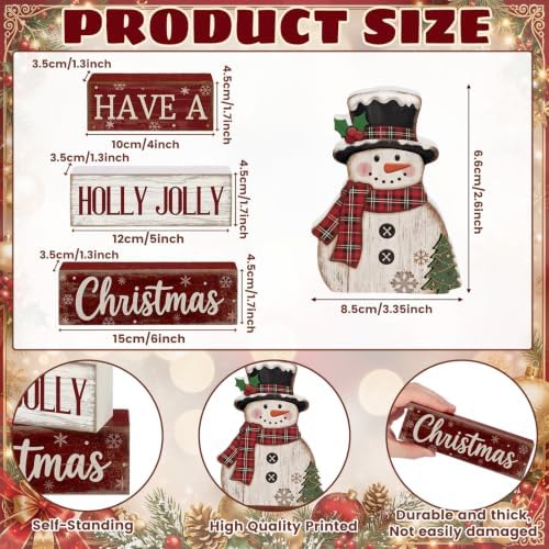 Moucuny 4 Pcs Christmas Snowman Decor Winter Table Decorations Have A Jolly - Image 3