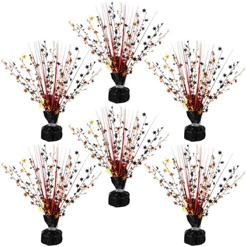 Crowye 6 Pcs Black Orange Metallic Foil Spray Centerpieces Wedding Decor by Crowye