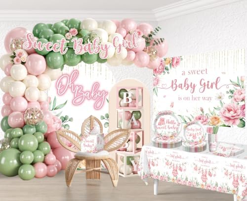 Cocomigo 338PCS Baby Shower Decorations for Girl Party Set, Serves 25 - Image 3