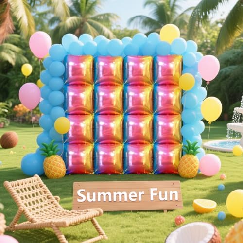 NISOCY 25PCS Gradient Colorful Square Foil Balloons Wall Backdrop - Image 5