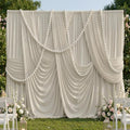 40ftx10ft Wrinkle Free Beige Backdrop Curtains for Parties, 8 Panels 5x10ft Silky Polyester Photo Backdrop Drapes Back Drop Cloth Drapery for Wedding Birthday Photography Background by CO-AVE