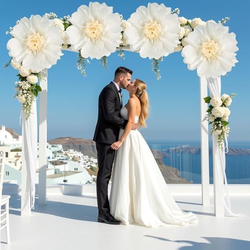 SUNBEAUTY 4 Pcs 20" White Giant Paper Flowers Large Crepe Tissue Artificial Paper Flowers Decorations for Wedding Party Wall Table Birthday Baby Shower Bridal Nursery Room Tea Party Backdrop Decor - Image 3