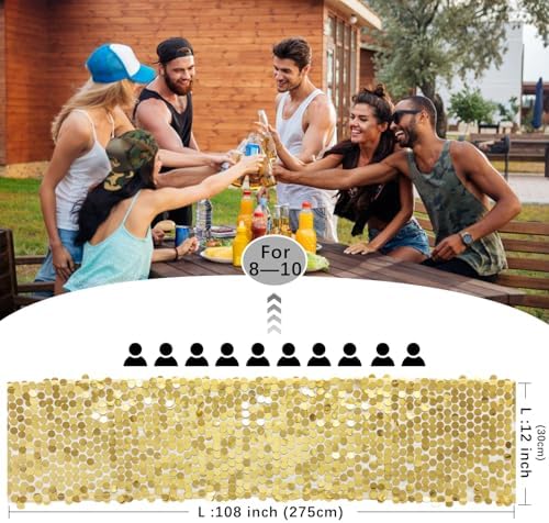VHH Sequin Table Runner 12 x 108 inches Gold Table Runner, Glitter Runner for Party Wedding Birthday, Party Spring Easter Rustic, Birthday Supplies Decorations (3 Pack). - Image 4