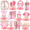 Pickmesh 12 Pcs Pink Baby Shower Decorations Honeycomb Centerpieces for Girls Floral It's a Girl Gender Reveal Table Centerpiece Party Supplies Baby Girl Pregnancy Announcement Table Topper by Pickmesh