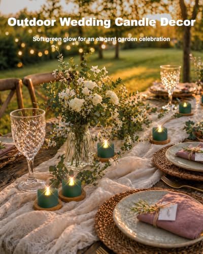 Homemory 50-Pack Green Flameless Battery Tea Light Candles, 200+ Hours - Image 3