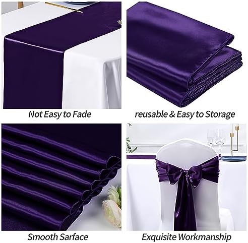 SiinvdaBZX 12 Pcs Purple Satin Table Runner 12 x 108 inches Long - Image 5