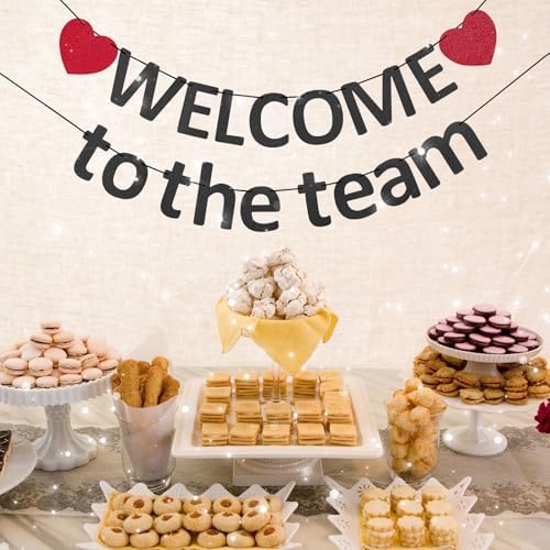 Pre-Strung Glitter Welcome to the Team Banner Welcome Banner Welcome Decorations for Office New Hire Events Corporate Onboarding & Team Building Parties (Black) - Image 4