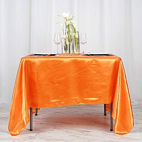 BalsaCircle 10 pcs 72x72 inch Orange Square Tablecloth Satin Fabric Overlays Linens | Table Cloths Cover for Wedding Party Banquet Reception Events Decoration Kitchen Dining Events Kitchen Dining - Image 4