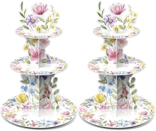 2Pcs 3 Tier Wildflower Party Cupcake Stand Decoration by Unknown