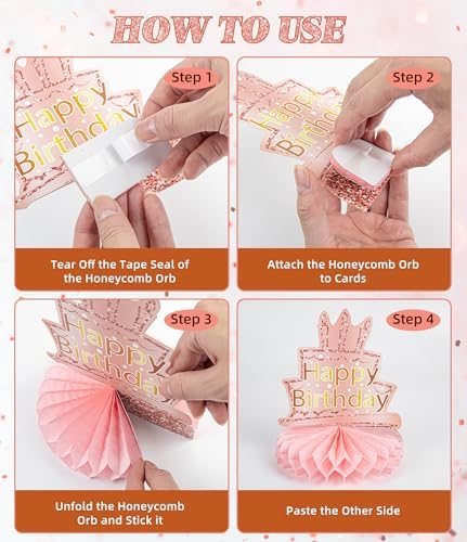 9 Pcs 40th Birthday Decoration for Women 1986 Pink Table Honeycomb Decor - Image 6