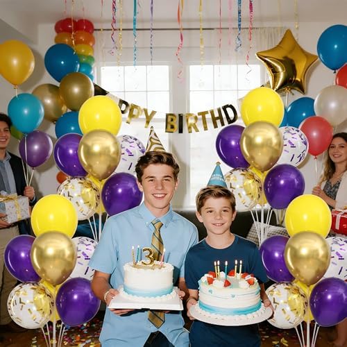 4 Sets Purple Gold Yellow Balloons Stand Kit for Table - Image 7