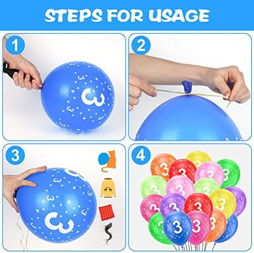 Ainiv 3rd Birthday Balloons 18PCS, 12inch Numbers Printed Latex Balloons - Image 3
