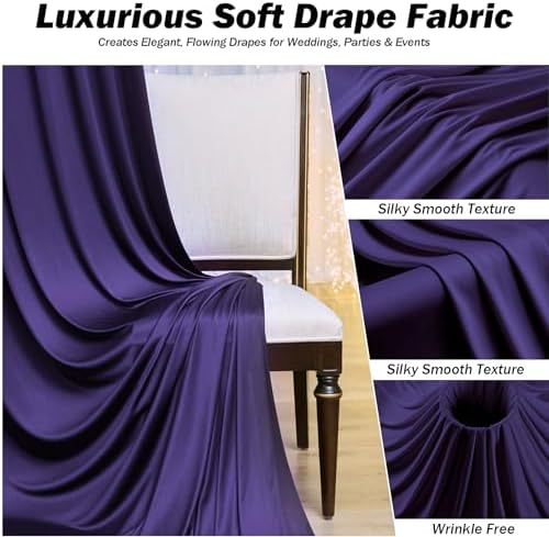 50x12 ft Deep Purple Backdrop Curtains for Weddings, Birthdays and Photos - Image 4