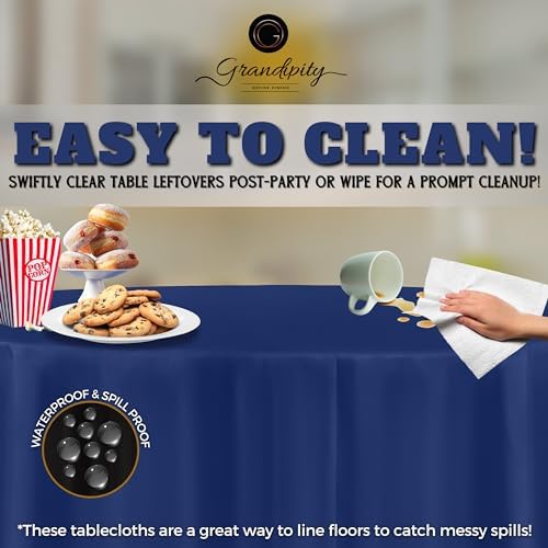 Grandipity Plastic Table Cloth Disposable 12 Pack 84" Round Navy - Image 3