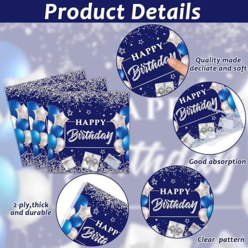 50 Guests 18th Birthday Party Supplies Decoration 18 Years Old Birthday Plates and Napkins Forks Time To Adult Tableware Blue Silver Happy 18th Birthday Party Paper Plates for Boys Girls Party 200PCS - Image 4