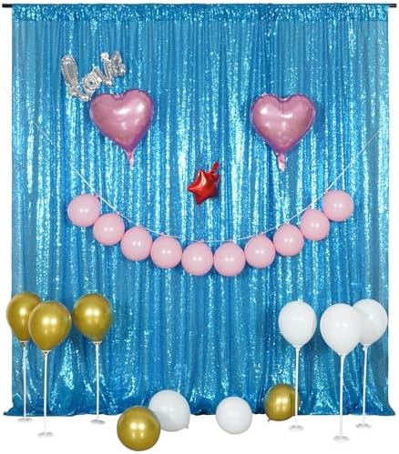 Poise3EHome 8FT x 10FT Sequin Photography Backdrop Curtain for Party Decoration, Turquoise - Image 2