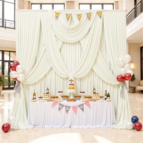 30x12 ft Ivory Backdrop Curtains for Weddings Parties, Birthdays and Photos - Image 3