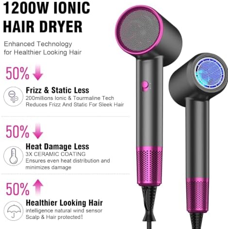 Hair Dryer Fast Dry Professional Ionic Hairdryer, Super Compact & Lightweight with Even Heat Anti-Static, Frizz-Control, Quick Drying, Energy Saving, Hairdryers for Women & Man - Image 3