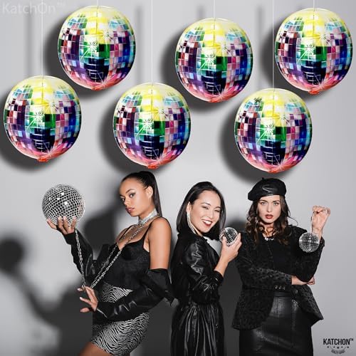 KatchOn Large Disco Ball Balloons - 22 Inch, Pack of 6, Decades Party Decor - Image 3