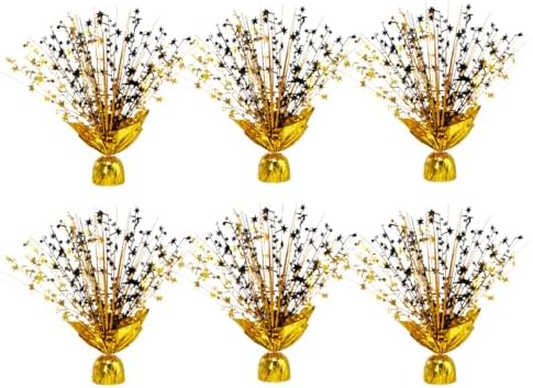 6 Pack Metallic Foil Spray Centerpiece Stars for Wedding, Birthday, Anniversary, Christmas Table Decor, Holiday Festival Baby Shower Graduation Mantle Party Decorations (Gold&Black) by Unknown