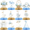 12 Pcs Blue Goose Baby Shower Decorations for Boy - Silly Goose Baby Shower Centerpieces for Tables - Blue Goose Honeycomb Table Decor with Balloon Car for Boy Baby Shower 1st Birthday by Unknown