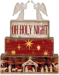 Moucuny 4 Pcs Christmas Table Decor, Oh Holy Night Wooden Sign by Moucuny