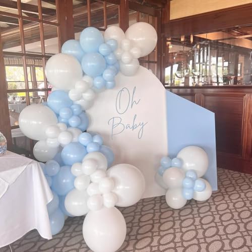 200Pcs Blue and White Balloon Garland Arch Kit - Light Blue White Balloons 18 12 10 5 Inch Different Size Balloons for Birthday Baby Shower Bachelorette Gender Reveal Party Decoration Supplies - Image 5