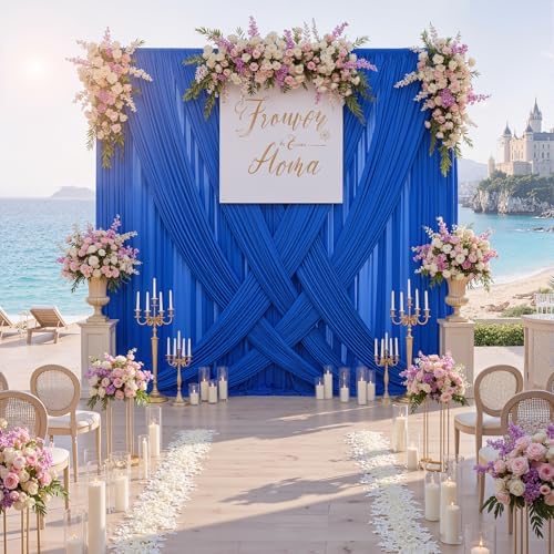 30ftx10ft Wrinkle Free Royal Blue Backdrop Curtains for Party Background, Silky Polyester Photo Backdrop Drapes 6 Panels Back Drop Cloth for Wedding Birthday Photography Baby Shower Decor - Image 7
