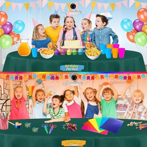 Grandipity Plastic Table Cloth Disposable 12 Pack 84" Round Dark Green - Image 4