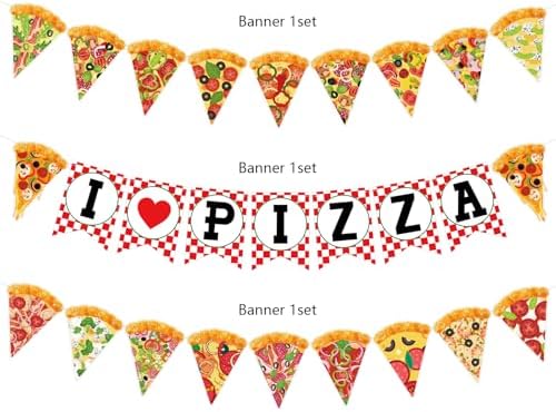 Versatile Pizza Party Banner – Pack of 3, Pre-Strung, with Pizza Slices & I LOVE PIZZA Letters, Perfect for Any Party with Pizza – Birthdays, Dorm Parties, Game Nights & Office Celebrations - Image 6