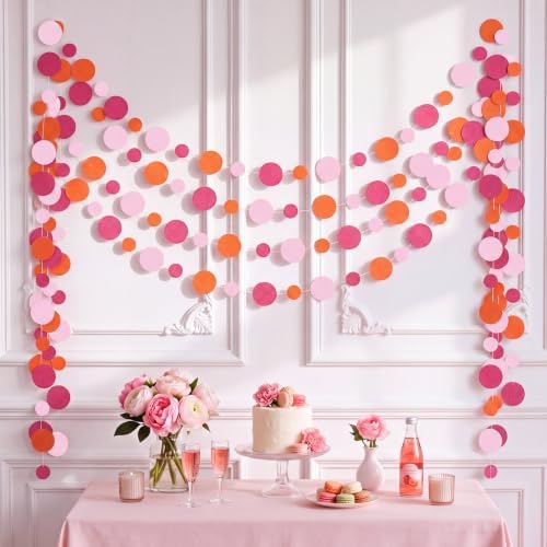 Outus 10 Pieces Dot Garland Banner Hanging, Pink and Orange - Image 7