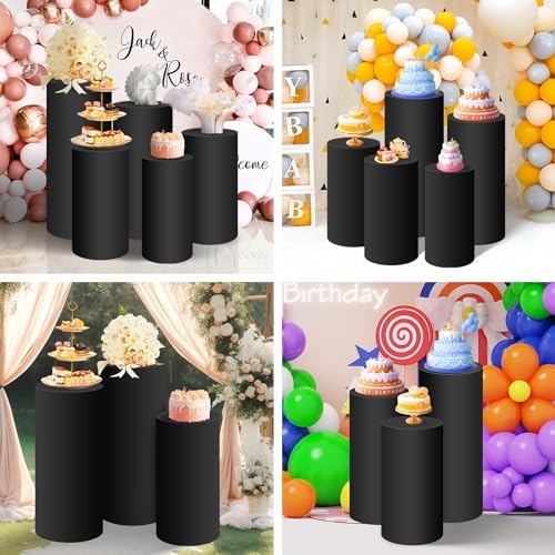 SaitiMade Set of 3 - Black Cylinder Pedestal Stand Covers - Image 6