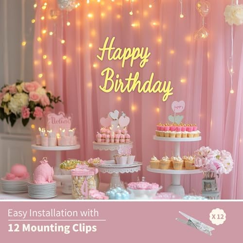 Pink Tulle Backdrop Curtain with Lights for Decor, 10x10FT - Image 7