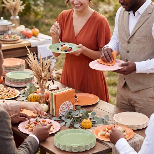 120Pcs Fall Plates and Napkins 7in Orange Pastel Disposable Plates - Image 4