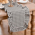 Artoid Mode Black Farmhouse Plaid Gingham Ruffle Table Runner, Seasonal Scalloped Retro Kitchen Dining Table Decoration for Home Party Decor 13x72 Inch by ArtoidMode