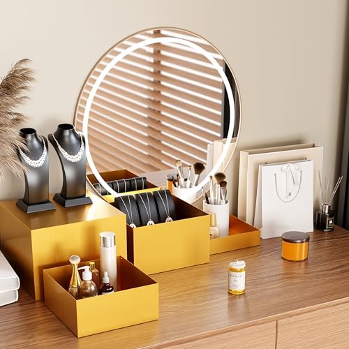 Metal Buffet Risers,4PCS OVERSIZED Food Risers for Buffet Table 8''X9''10''X11'' Display Stand with Mini Acrylic Signs for Catering Dessert Collectibles Jewelry Figures Show Gold Cube Boxes Nesting Risers with Hollow Bottoms - Image 4