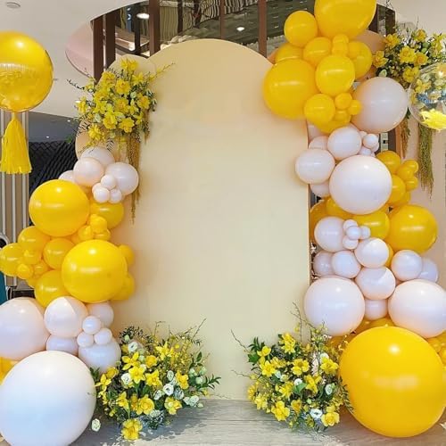 Voircoloria 66pcs Lemon Yellow Mustard Yellow Latex Party Balloons, 12inch - Image 4