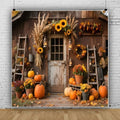 10x10ft Fall Photo Backdrop Rustic Wooden Barn Door Pumpkin Harvest Backdrop Country Fall Festival Backdrops for Photoshoot Thanksgiving Decorations Photographic Studio Photo Backgrounds by Lexfvpoo