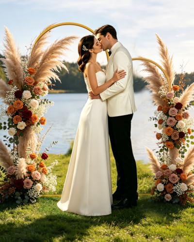 Wedding Arch Backdrop Stand 5FT, 6FT Gold Metal Arch Stand Set of 2, Balloon Arch Stand for Wedding Baby Shower Birthday Ceremony Party Graduation Decoration - Image 5