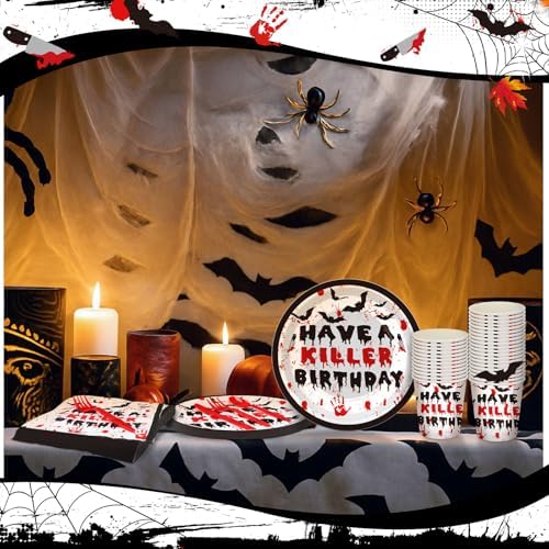 168 Have a Killer Party Supplies Horror Birthday Tableware Set - Image 4