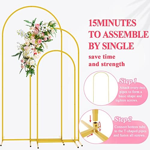 Wokceer Wedding Arch Backdrop Stand 6FT,5FT,4FT Gold Metal Arch Stand Set - Image 4