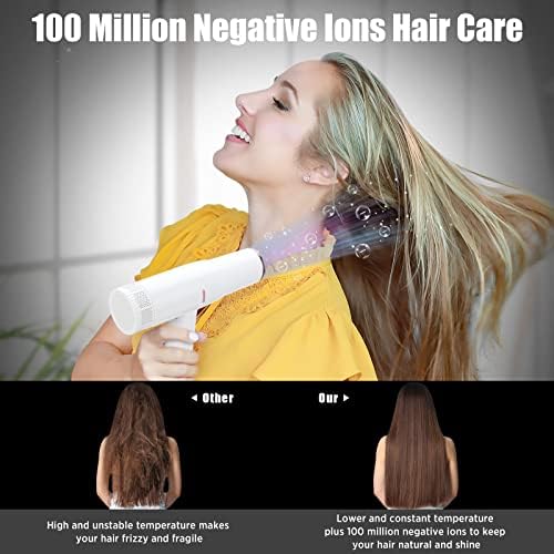 Hair Blow Dryer with Diffuser, IG INGLAM Professional High Speed Brushless Motor Negative Ion Low Noise Constant Temperature, 3 Heat Settings 3 Speeds and Cool Shot Brutton Powerful Ionic Hair Dryer - Image 2