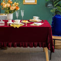 GLORY SEASON Velvet Tablecloth Luxurious Solid Rectangle Table Cloth,Oblong Retro Farmhouse Ruffle Tablecloths Washable Table Cover for Party Wedding Baby Shower Kitchen Dinning Tabletop Decoration by GLORYSEASON