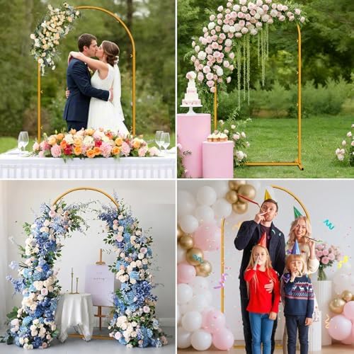 7.2 FT Wedding Arch Backdrop Stand, Gold Metal Arch Backdrop Stand for Wedding Party Ceremony Birthday Bridal Baby Shower Photo Booth Garden Floral Balloon Arches Decoration - Image 4