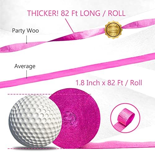PartyWoo Hot Pink Crepe Paper Streamers 4pcs 328 FT Hot Pink Streamers - Image 4
