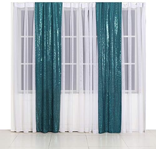 Poise3EHome 2ft x 8ft Teal Sequin Backdrop Curtains 2 Panels for Photography Party Decoration, Teal - Image 2